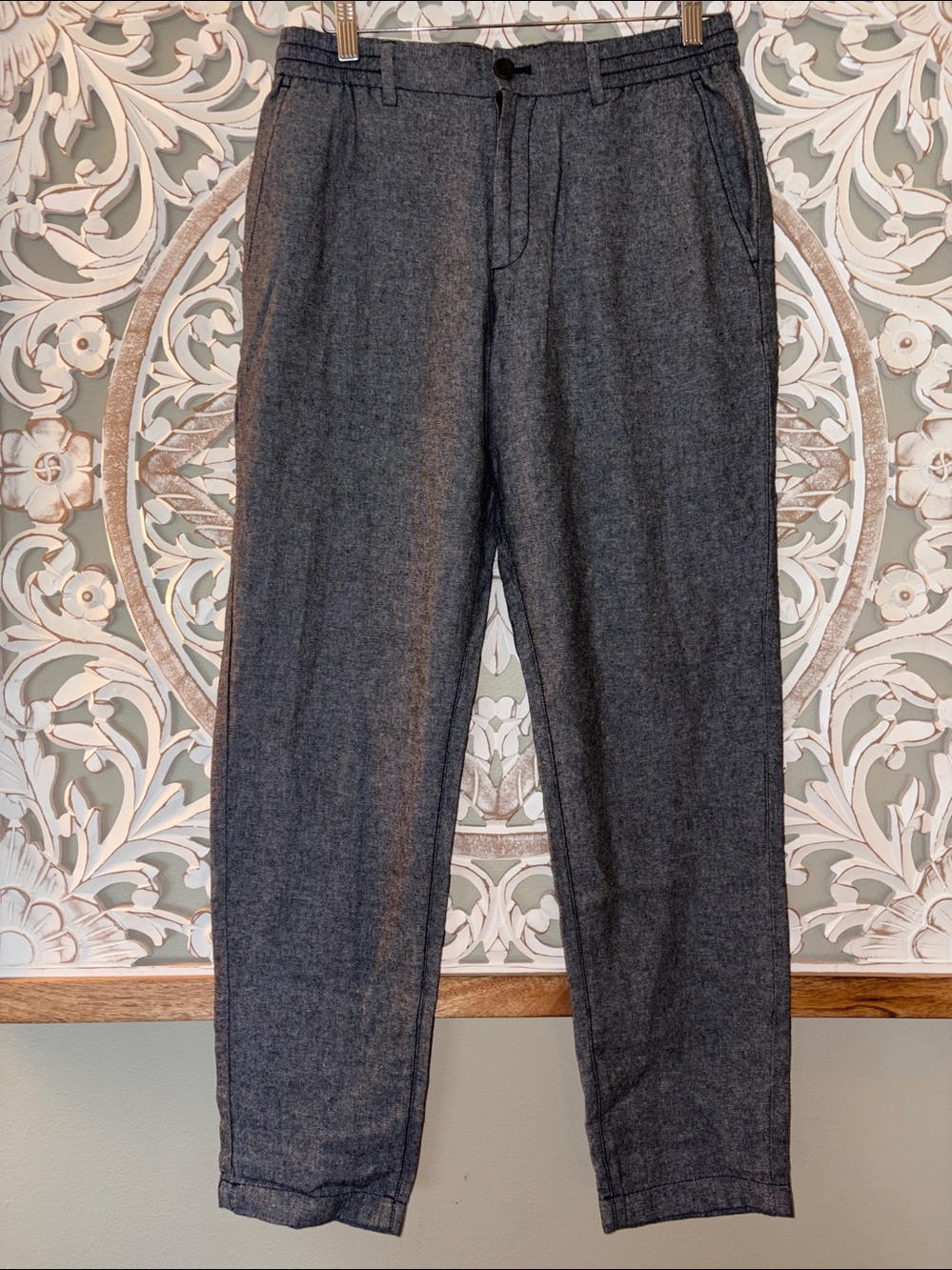 Banana Republic Mason Athletic Tapered Linen Cotton Blend Pants Grey sz30x32 NWT